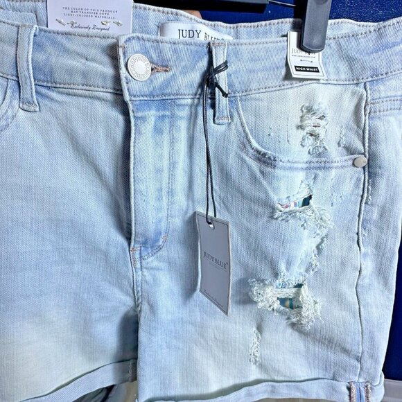 Judy Blue High-Rise Cuffed Printed Aztec Lining Cotton Summer Travel Sz L - Picture 8 of 12